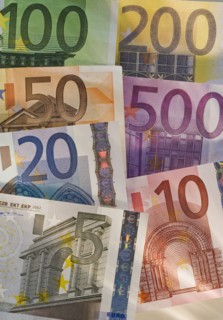 Assorted euro notes.
