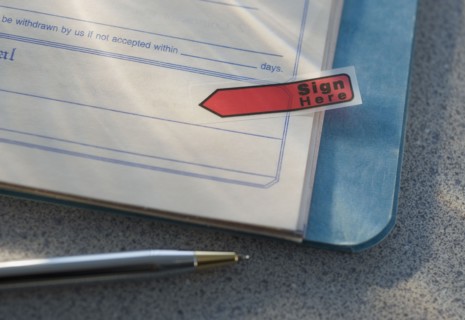 Close up of contract.