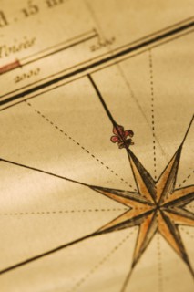 Close up of antique map.