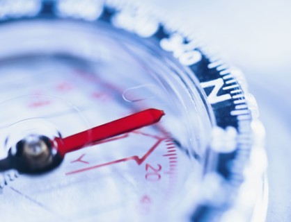 Close up of compass.