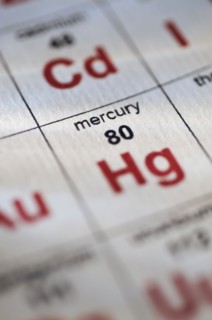 Mercury on the periodic table of elements.