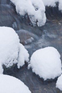 Snowy stream in winter.