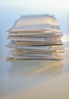 Stack of mail.