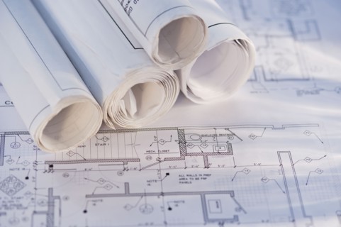 Close up of blueprints. Photographe : Daniel Grill
