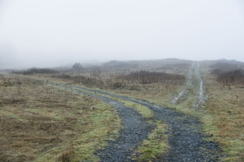 Remote dirt crossroads.
