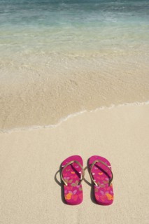 Sandals on beach.