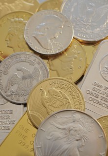 Gold and silver coins.