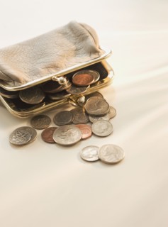 Coins and change purse.