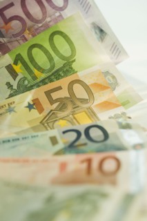 Assorted euro notes.