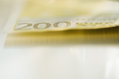 Close up of paper euros.
