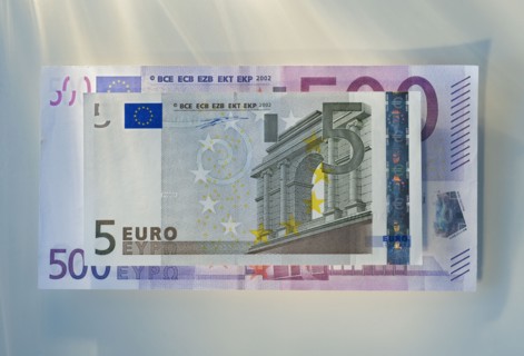 Close up of paper euros.