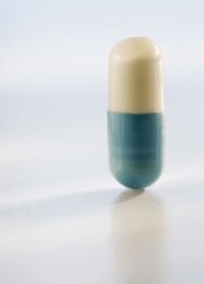 Close up of medicine capsule.