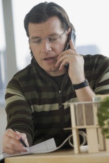 Man talking on cell phone.
