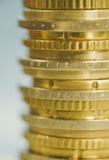 Stack of euro coins.