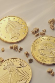 Gold coins and nuggets.