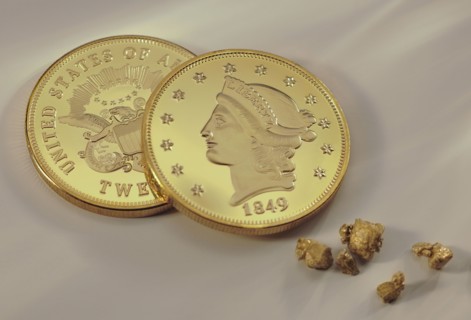 Gold coins and nuggets.