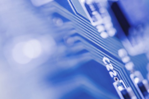 Close up of computer circuit board.