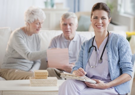 Nurse with senior adults.