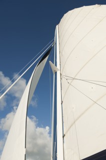 Sailboat and blue sky.
