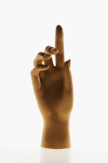 Mannequin hand pointing up. Photographe : Joe Clark