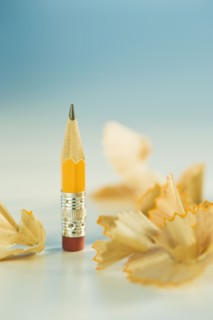 Stubby pencil and shavings. Photographe : Daniel Grill