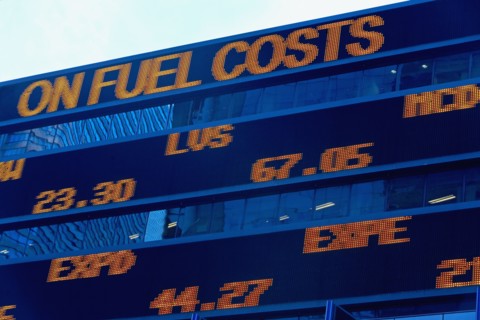 Stock ticker board. Photographe : fotog