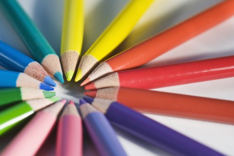 Close up of colored pencils. Photographe : Daniel Grill