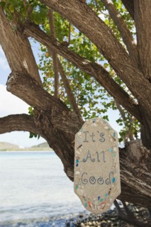 Optimistic sign on tropical tree.