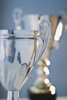 Silver trophies.