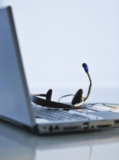 Headset on laptop.