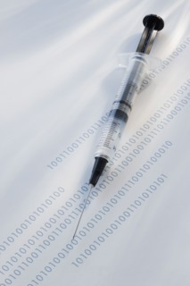 Syringe on binary code.