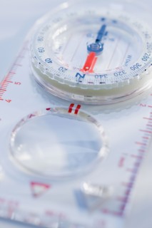 Close up of compass.