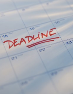 Deadline written on calendar.