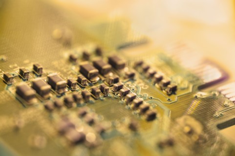 Close up of computer circuit board.