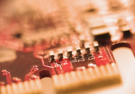 Close up of computer circuit board.