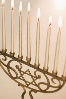 Close up of holiday menorah.