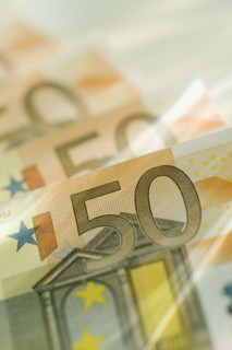 50 euro notes spread out.