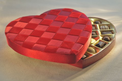 Heart box of chocolates.