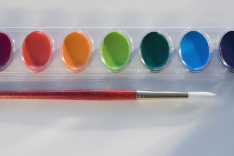 Close up of watercolor paints.