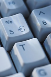 Euro symbol on computer keyboard.