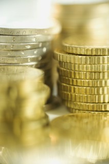 Stacks of euro coins.