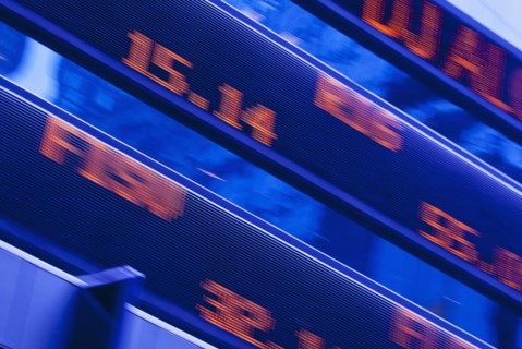Stock ticker in Times Square, New York City, New York, USA. Photographe : Daniel Grill