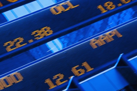 stock ticker in Times Square, New York City, New York, USA. Photographe : Daniel Grill