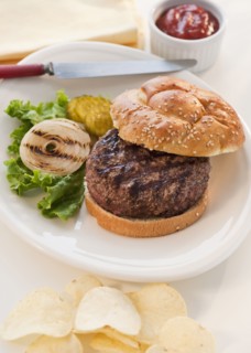 Studio shot of hamburger.