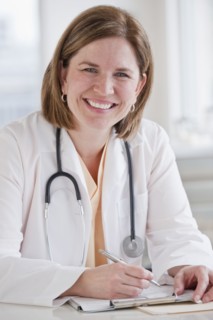 Portrait of female doctor in office.