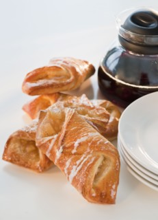 Studio shot of Danish breakfast.