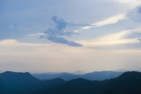 Mountain landscape with trees.