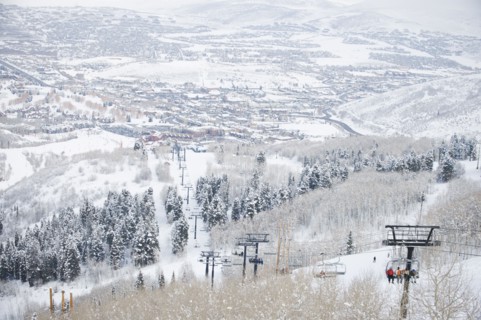 Skiers on a ski lift