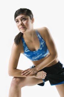 A woman stretching