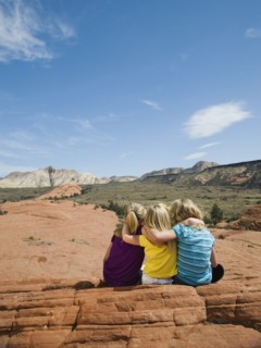 A mother and two kids at Red Rock